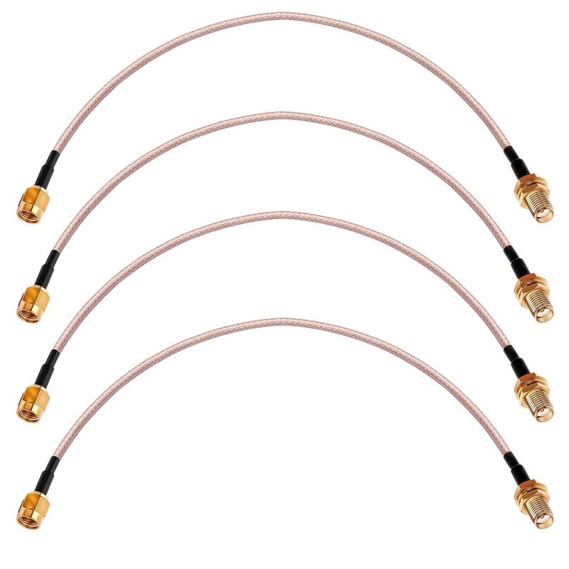 exgoofit SMA Male to SMA Female Bulkhead Mount Cable, 12 inch RG316 Antenna Extension, 4-Pack, Compatible with 4G LTE Router, Cellular SDR USB Dongle Receiver - Image 1